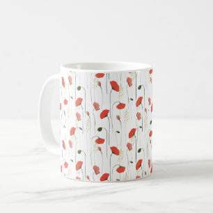 Pretty Girly Poppies Floral Pattern Coffee Mug
