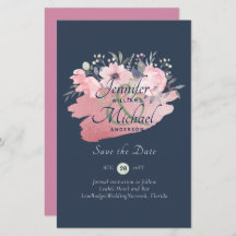 Pretty Girly Rose Gold Budget Save Dates