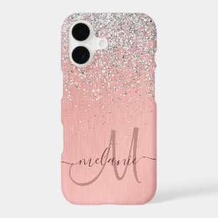 Pretty Girly Rose Gold Silver Glitter Sparkly iPhone 17 Case