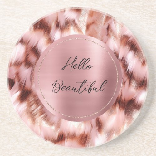 Pretty Girly Rose Gold Zebra Glitzy Animal  Coaster