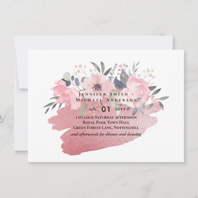 Pretty Girly Rosegold Floral Glam Wedding (Front)