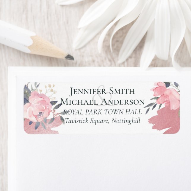 Pretty Girly Rosegold Floral Glam Wedding Label (Insitu)