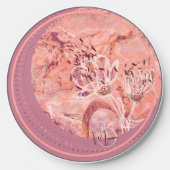 Pretty Girly Salmon Pink Flowers Wireless Charger (Front)