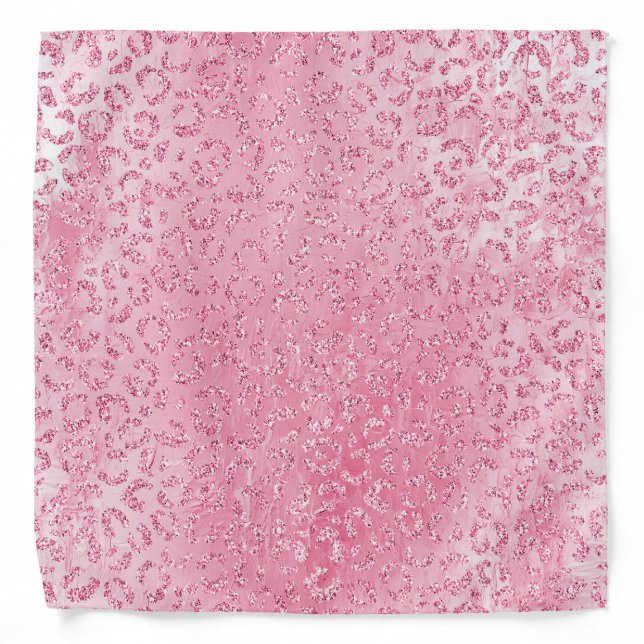 Pretty Girly Sugar Pink Glitter Leopard Bandana (Front)