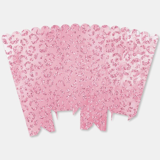 Pretty Girly Sugar Pink Glitter Leopard Favor Boxes (Unfolded)