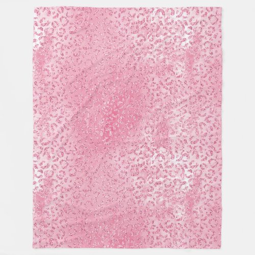 Pretty Girly Sugar Pink Glitter Leopard Fleece Blanket