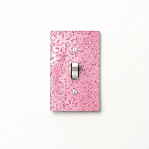 Pretty Girly Sugar Pink Glitter Leopard Light Switch Cover