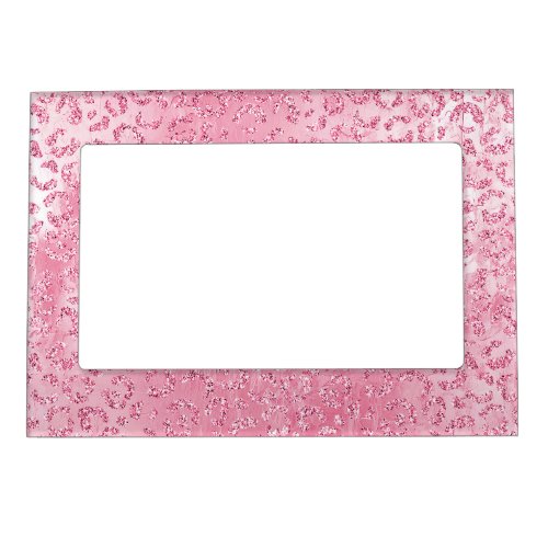 Pretty Girly Sugar Pink Glitter Leopard Magnetic Frame