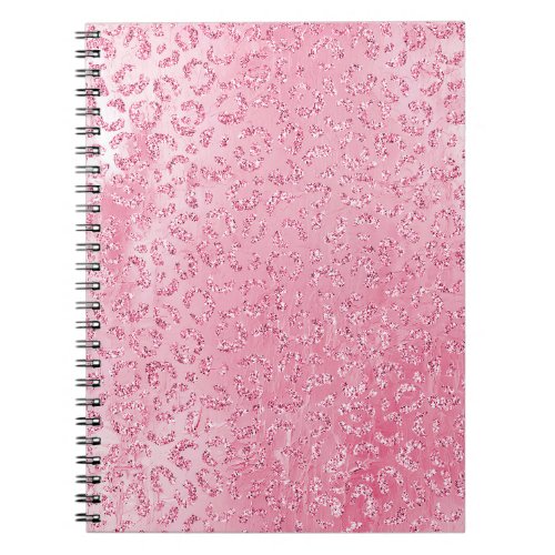 Pretty Girly Sugar Pink Glitter Leopard Notebook