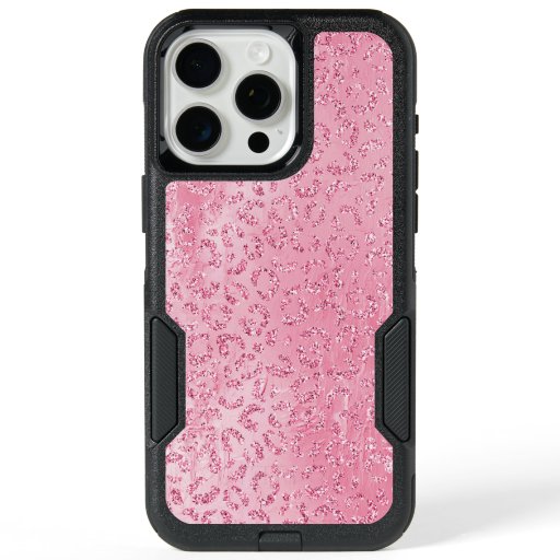 Pretty Girly Sugar Pink Glitter Leopard iPhone 15 Pro Max Case
