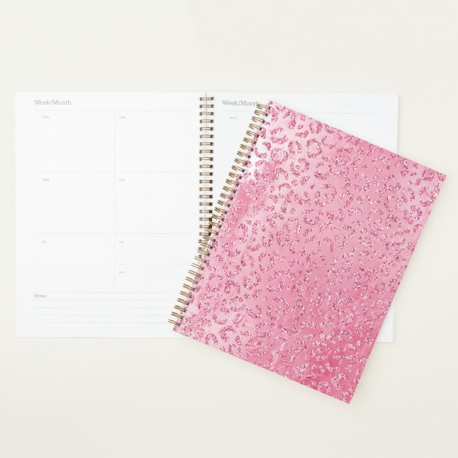 Pretty Girly Sugar Pink Glitter Leopard Planner (Display)