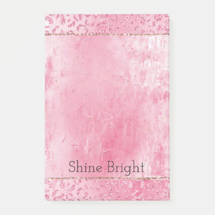 Pretty Girly Sugar Pink Glitter Leopard Post-it Notes