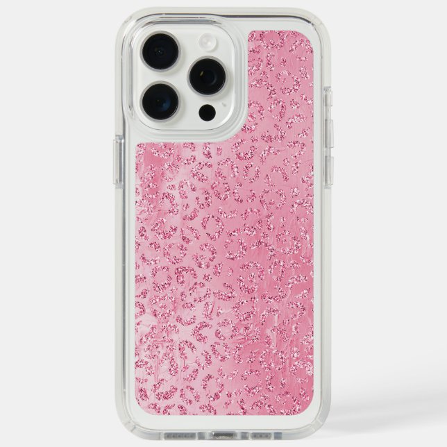 Pretty Girly Sugar Pink Glitter Leopard Speck iPhone Case (Front (White Titanium))