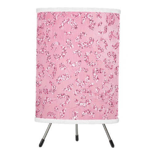 Pretty Girly Sugar Pink Glitter Leopard Tripod Lamp