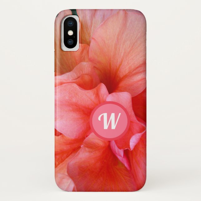 Pretty Girly Tropical Flower Photo with Monogram Case-Mate iPhone Case (Back)