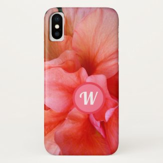 Pretty Girly Tropical Flower Photo with Monogram iPhone X Case