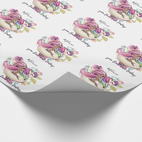 Pretty Girly YOU LOOK CUTE TODAY Unicorn Pink Wrapping Paper