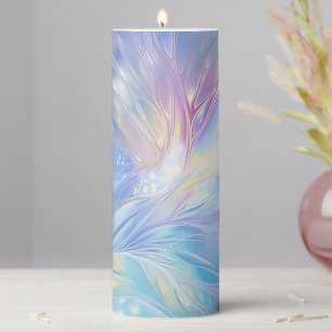 Pretty Glam Pastels Frozen Leaf Pattern Pillar Candle