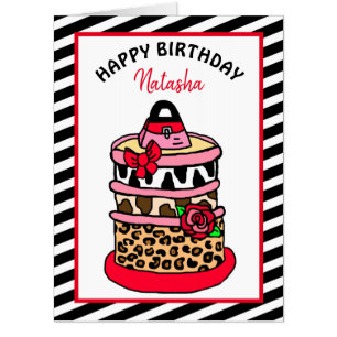 Pretty Glamorous Jungle Themed Birthday Cake Card