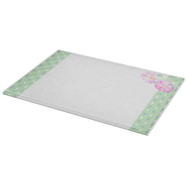 Pretty Glass Cutting Board: Two Pink Roses Cutting Board (Corner)