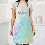 Pretty Glitter Holographic Iridescent Girly Apron<br><div class="desc">A trendy pretty chic bokeh glitter background in beautiful pastel colors. You can easily personalize with your custom monogram and/or name.</div>