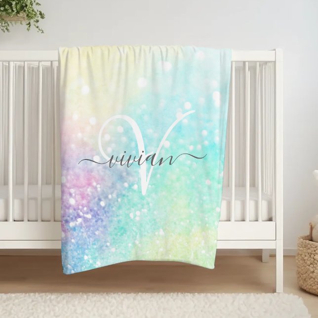 Pretty Glitter Holographic Iridescent Girly Fleece Blanket (Creator Uploaded)