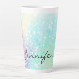 Pretty Glitter Holographic Iridescent Girly Latte Mug