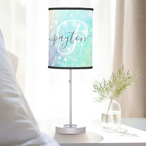 Pretty Glitter Holographic Iridescent Girly Table Lamp