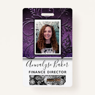 Pretty Glitter Professional CNA Nurse Photo Name Badge