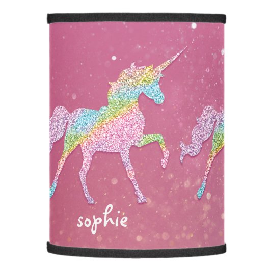 Pretty Glitter Rainbow Unicorn Lamp Shade (Left)