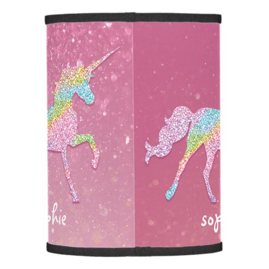 Pretty Glitter Rainbow Unicorn Lamp Shade (Back)