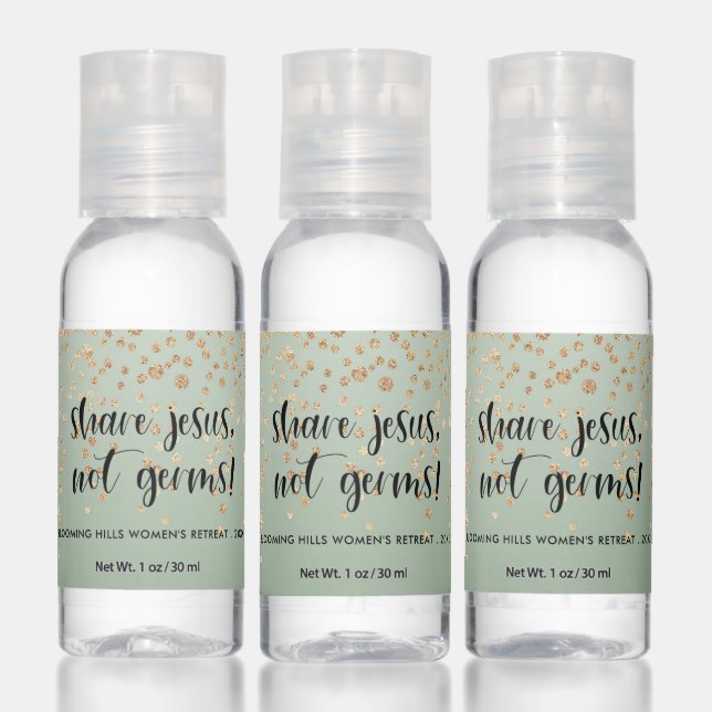Pretty Glitter Share Jesus, Not Germs | Sage Green Hand Sanitizer (Set)