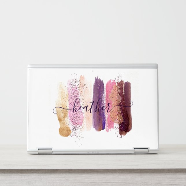 Pretty glitter smear personalized   HP laptop skin (Front)
