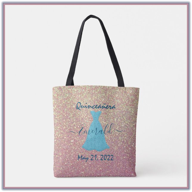 Pretty Glittering Pink Quinceanera Tote Bag (Creator Uploaded)