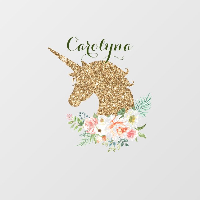Pretty Glittery Unicorn  Wall Decal (Front)