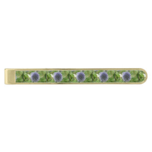 Pretty Globe Thistle Gold Finish Tie Clip