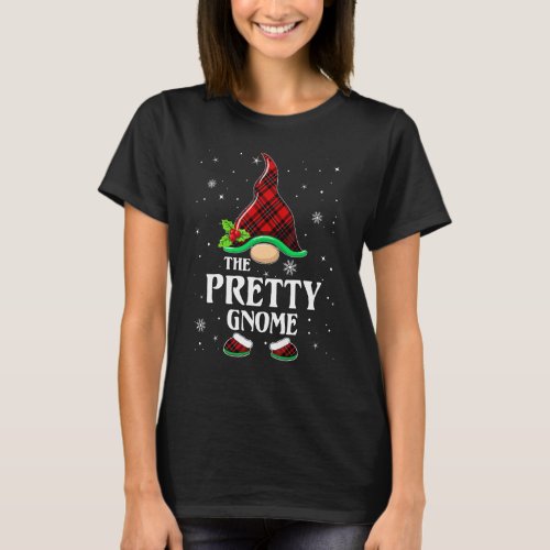 Pretty Gnome Red Plaid Matching Family Christmas P T-Shirt