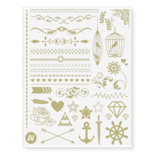 Pretty Gold Bling Pack Temporary Tattoos