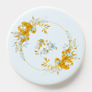 Pretty Gold & Blue Floral  PopSocket