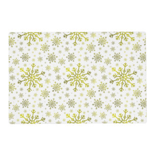 Pretty Gold Christmas Snowflakes on Winter White Placemat