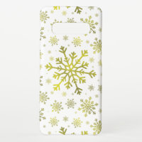 Pretty Gold Christmas Snowflakes on Winter White