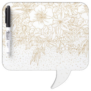 Pretty Gold Confetti dots floral Dry Erase Board