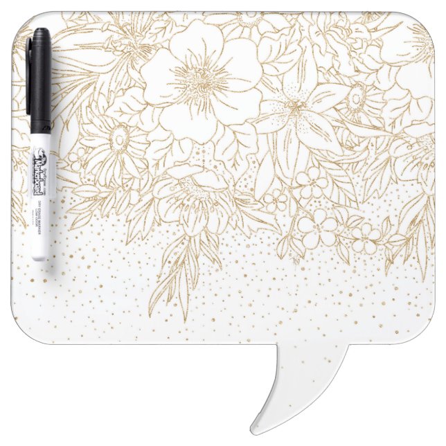 Pretty Gold Confetti dots floral Dry Erase Board (Front)