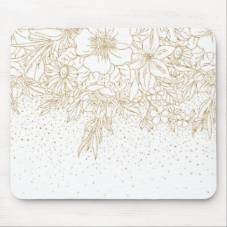 Pretty Gold Confetti dots floral Mouse Pad