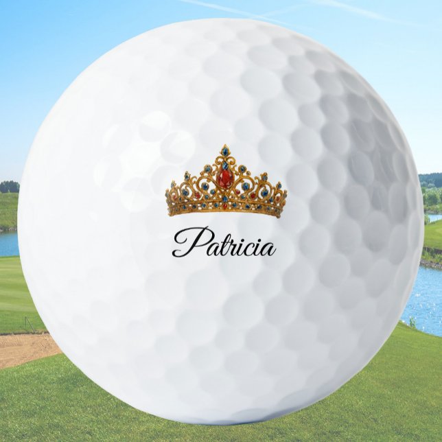 Pretty Gold Crown and Custom Name Golf Balls (Creator Uploaded)