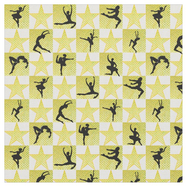 PRETTY GOLD DANCER CHRISTMAS DESIGNS FABRIC (Close Up)