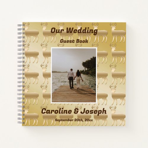 Pretty Gold Deer Buck  2 Wedding Photos Notebook