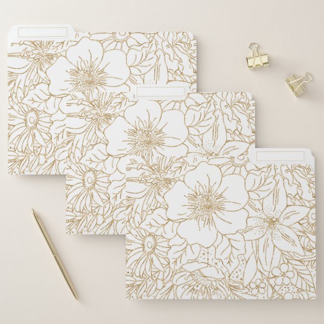 Pretty Gold dots floral File Folder (Set)