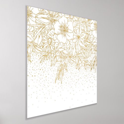 Pretty Gold dots floral Foil Prints