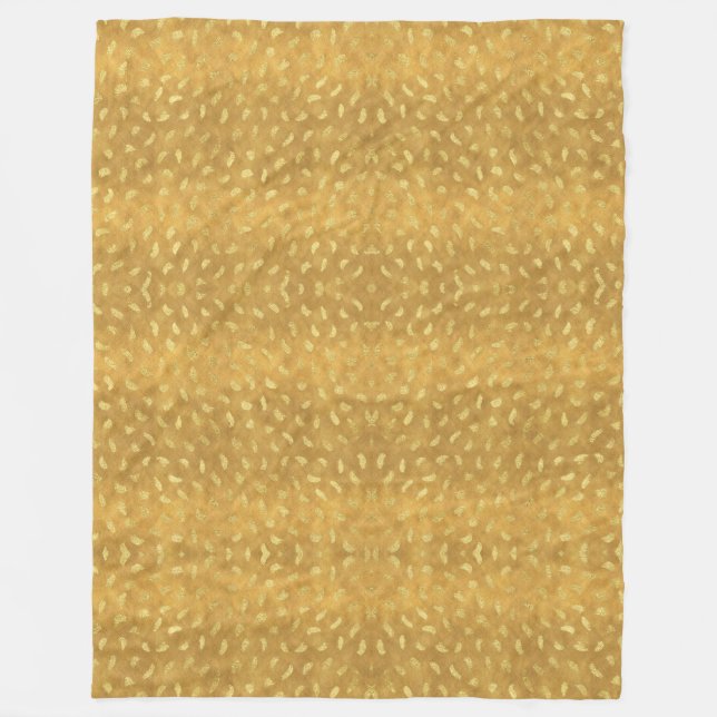 Pretty Gold Glam Abstract Fleece Blanket (Front)